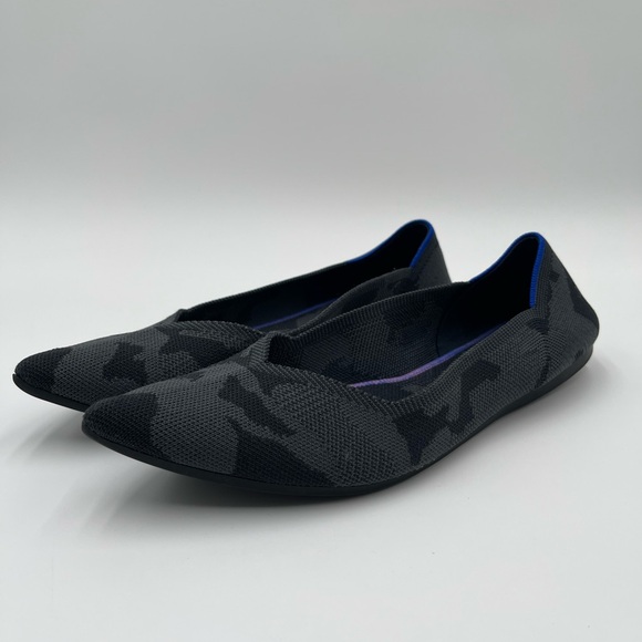 Rothys “The Point” Pointed Toe Grey/Black Camo Ballet Flats Size 12.5 Retired - Picture 1 of 14